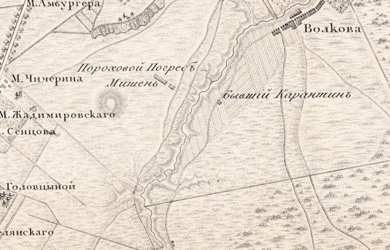 Фрагмент топографической карты С.-Петербургской губернии 1817 г.