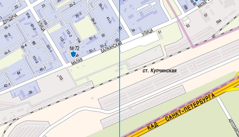 станция Купчинская на карте 2011 года