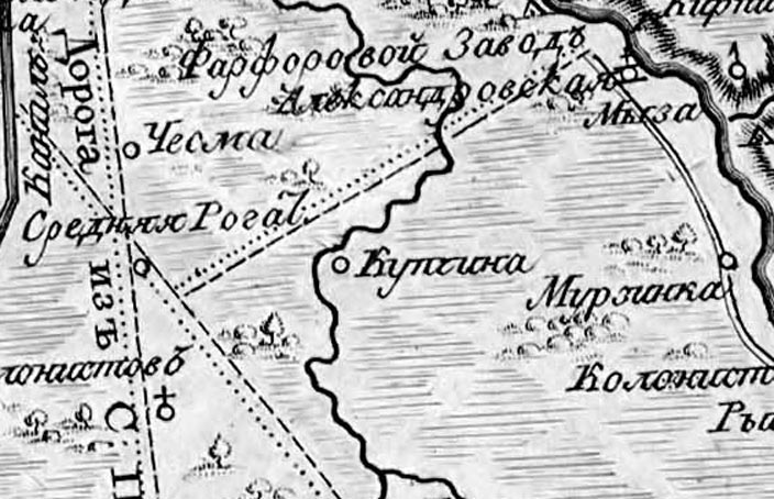 Фрагмент карты окружности С.-Петербурга 1792 г.